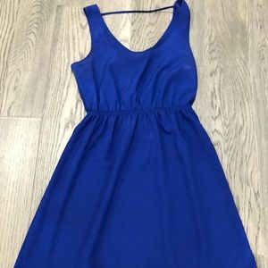 Blue sleeveless high low dress